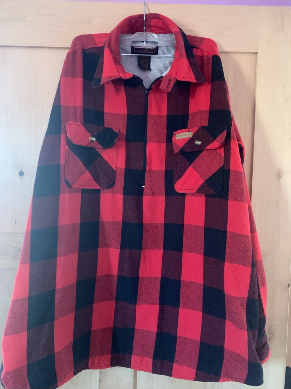 Vintage Hickory Shirt Company Buffalo Plaid 1/4 Zip Insulated Pullover Jacket